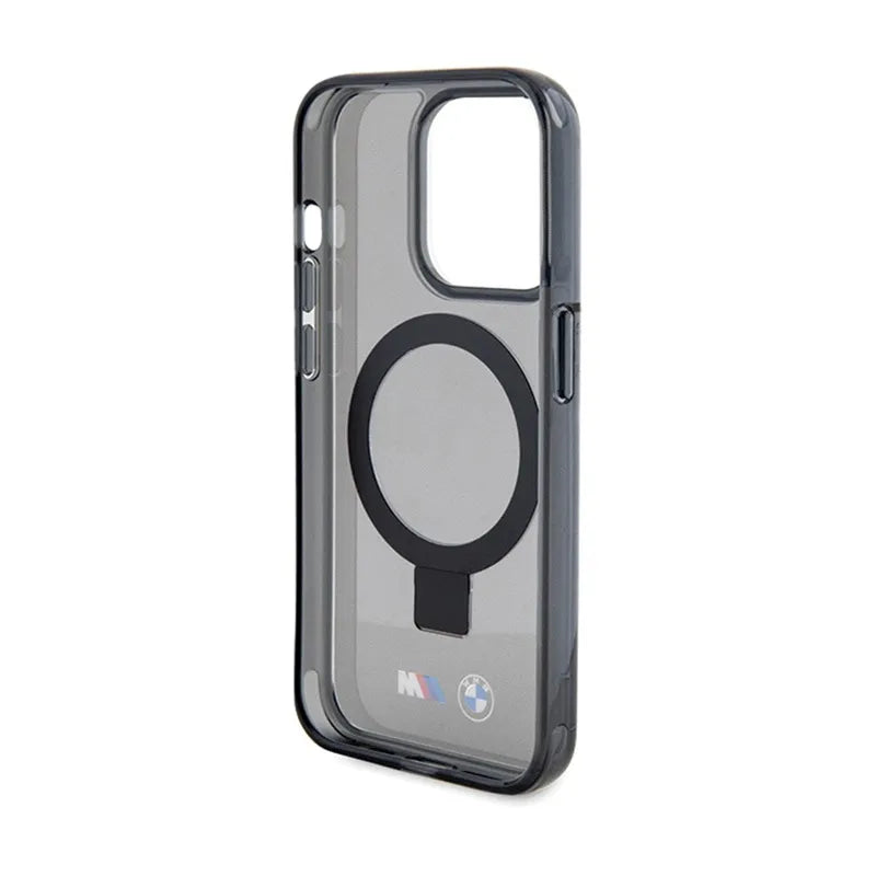 BMW Ring Stand M Collection MagSafe dėklas, skirtas iPhone 15 Pro (juodas)