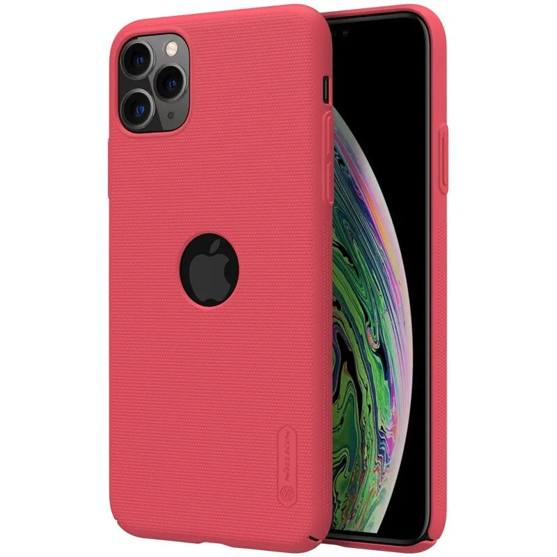 Nillkin Super Frosted Shield – dėklas Apple iPhone 11 Pro su išpjova logotipui (ryškiai raudonas)