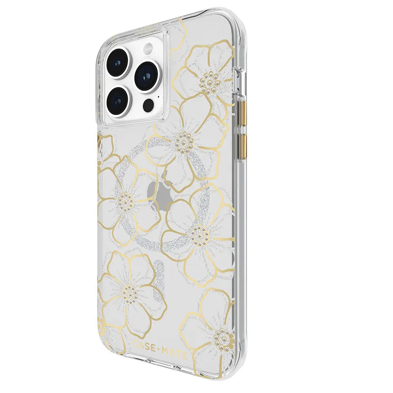 Case-Mate Floral Gems MagSafe – dėklas, skirtas iPhone 15 Pro Max (auksinis)