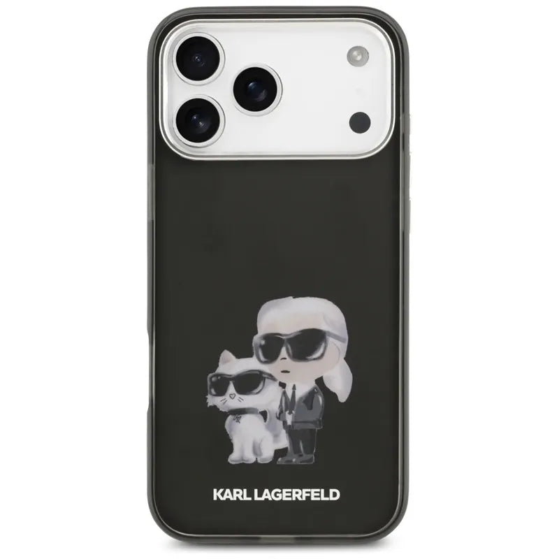 Karl Lagerfeld IML Aquarelle Karl & Choupette & Logo MagSafe – dėklas iPhone 17 Pro Max (juodas)