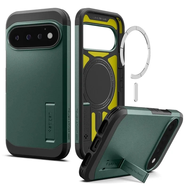 Spigen Tough Armor Mag MagSafe – dėklas Google Pixel 11 Pro (Abyss Green)