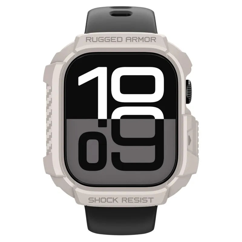 Spigen Rugged Armor V2 – dėklas, skirtas Apple Watch 10/11 42 mm (Dune Beige)