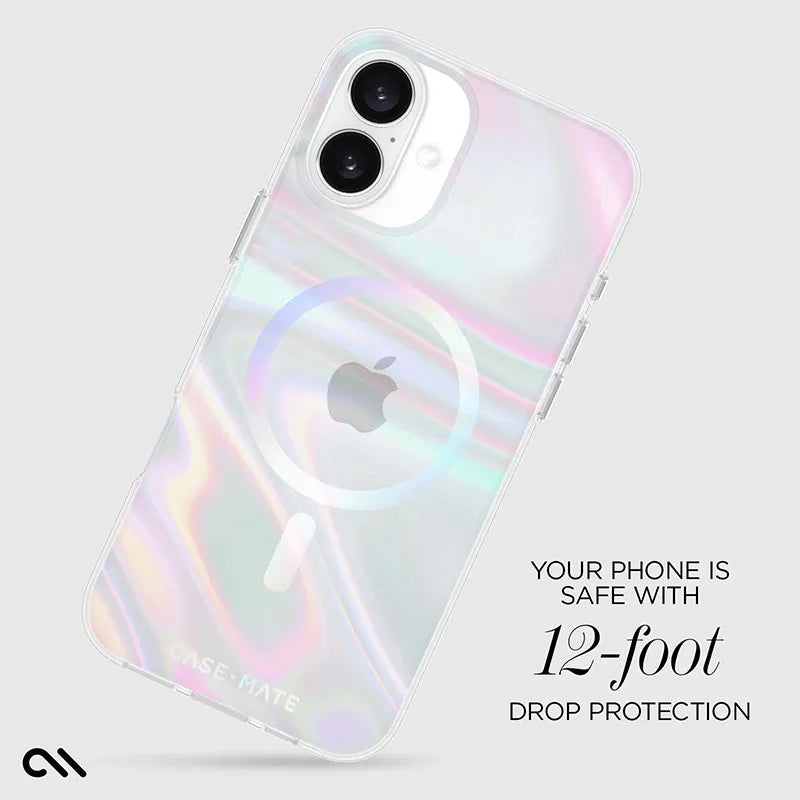 Case-Mate Soap Bubble MagSafe – dėklas, skirtas iPhone 16 Plus (vaivorykštinis)
