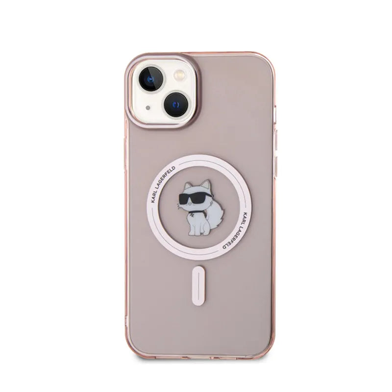 Karl Lagerfeld IML Choupette MagSafe – dėklas iPhone 15 Plus (rožinis)