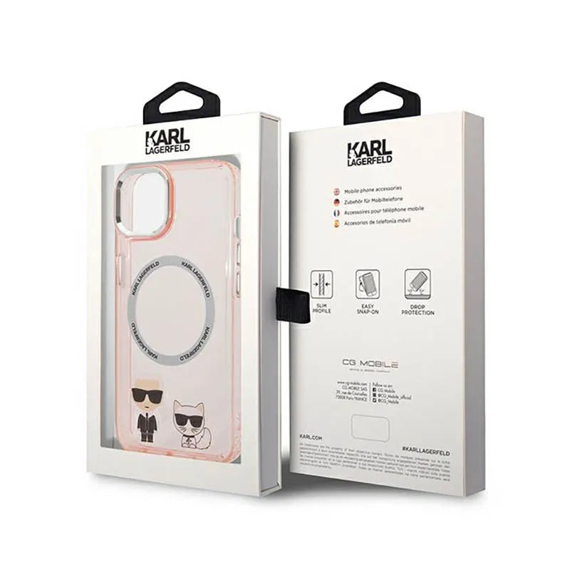 Karl Lagerfeld Karl&Choupette Aluminium MagSafe - dėklas iPhone 14 Plus (rožinis)