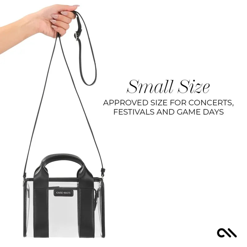 Case-Mate Micro Tote Bag – vandeniui atsparus krepšys per petį (Midnight Black/Clear)