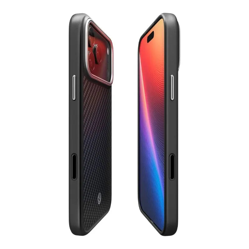 Spigen Enzo Aramid T Mag MagSafe - Dėklas iPhone 17 Pro Max (Juodas/Sidabrinis)
