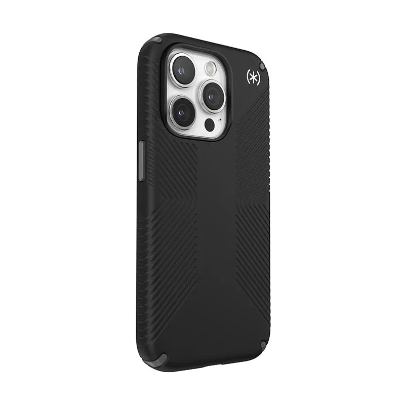 Speck Presidio2 Grip MagSafe – dėklas iPhone 15 Pro (juodas / skalūno pilkas / baltas)