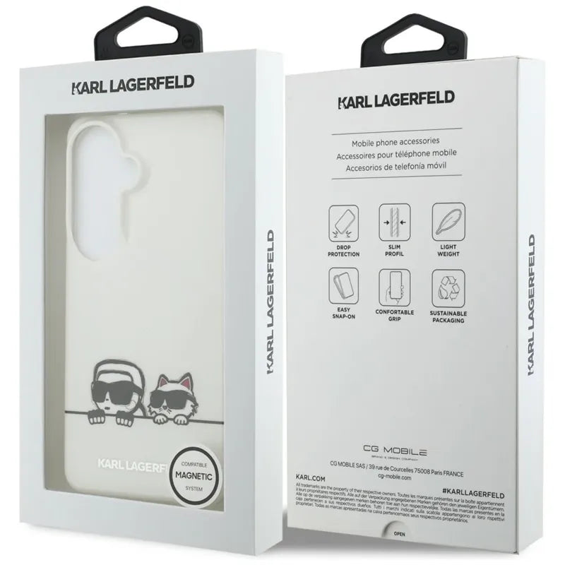 Karl Lagerfeld IML Peekaboo Karl & Choupette MagSafe – dėklas Samsung Galaxy S26+ (skaidrus)