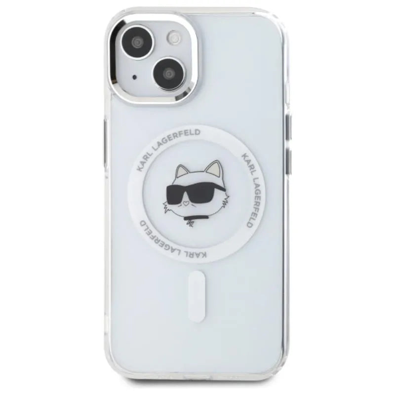Karl Lagerfeld IML Metal Choupette Head MagSafe – dėklas iPhone 15 (baltas)