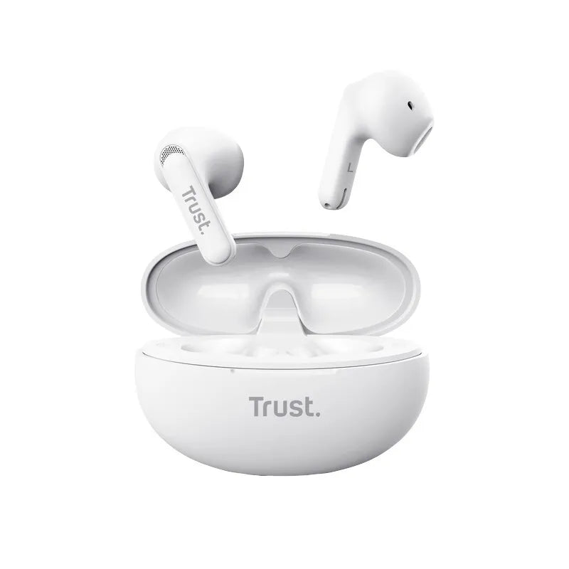 Trust Yavi – belaidės Bluetooth TWS ausinės su įkrovimo dėklu ir ENC (baltos)