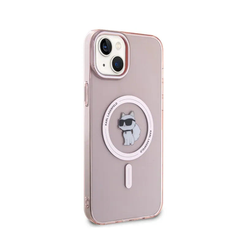 Karl Lagerfeld IML Choupette MagSafe – dėklas iPhone 15 Plus (rožinis)