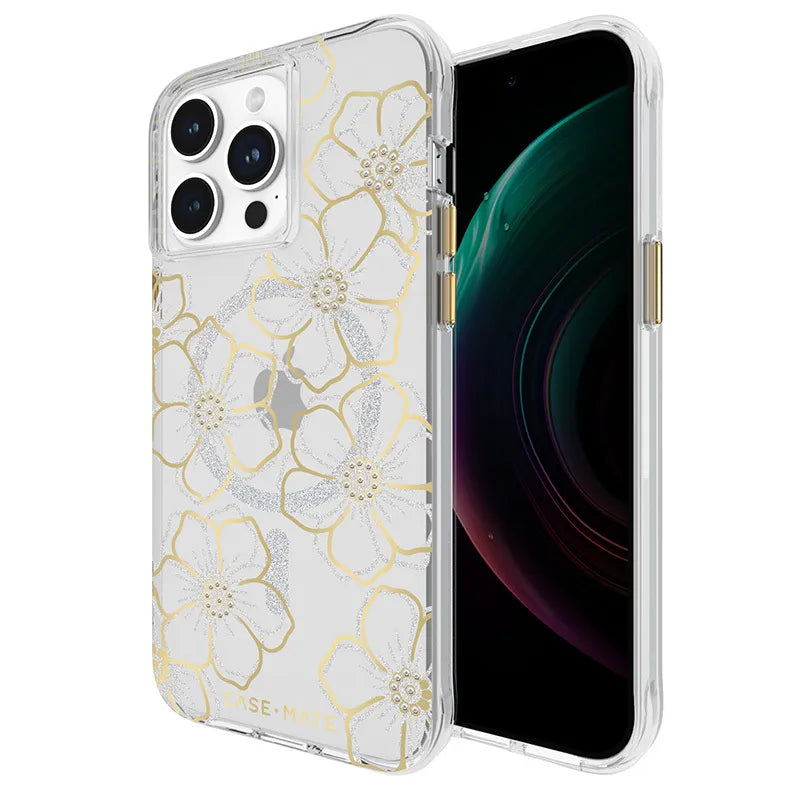 Case-Mate Floral Gems MagSafe – dėklas, skirtas iPhone 15 Pro Max (auksinis)