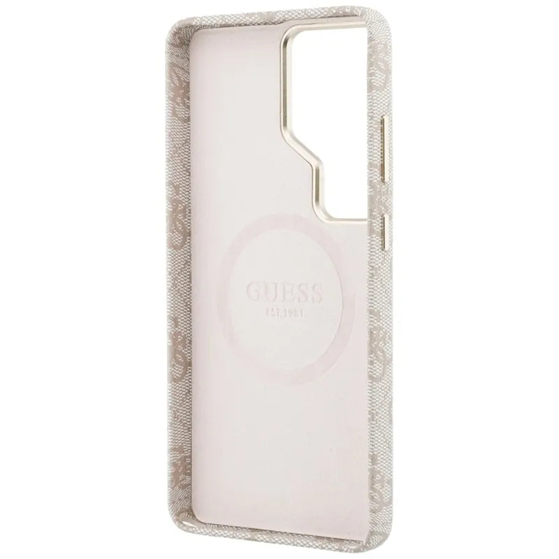 Guess 4G Script MagSafe – dėklas Samsung Galaxy S26 Ultra (rožinis)