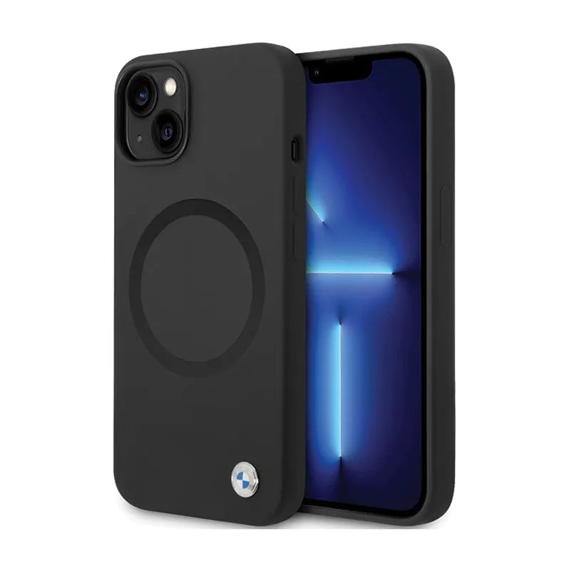 BMW Signature Liquid Silicone MagSafe - dėklas, skirtas iPhone 14 (juodas)