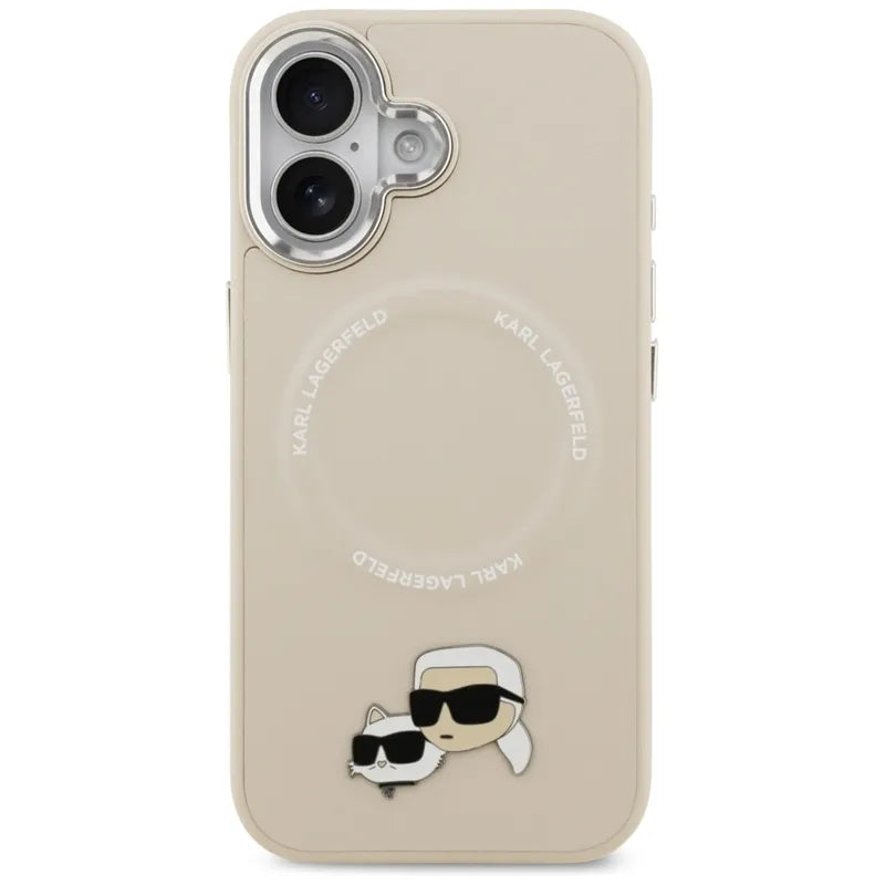 Karl Lagerfeld Karl & Choupette Pins MagSafe – Dėklas, skirtas iPhone 17 (smėlio spalvos)