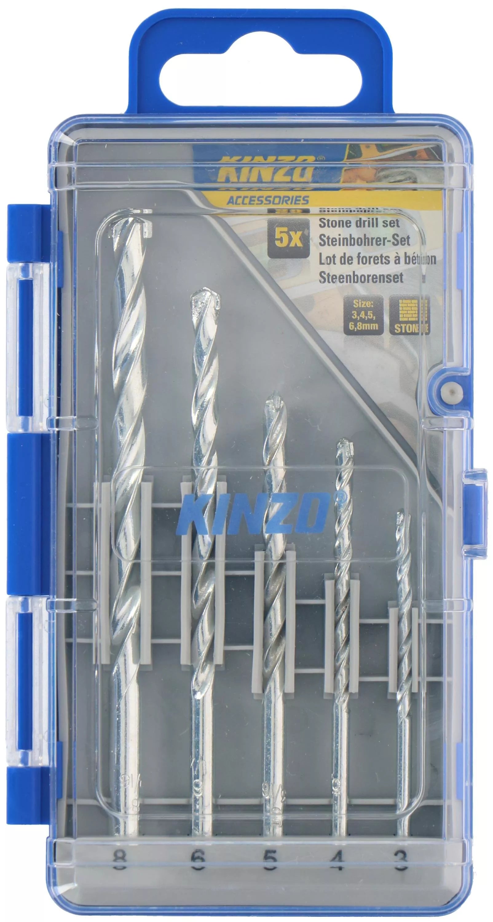 KINZO akmens grąžtų rinkinys 3–8 mm 871125217126