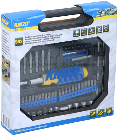 KINZO terkšlinis atsuktuvas su antgalių ir galvučių rinkiniu, 99 vnt., 871125217782