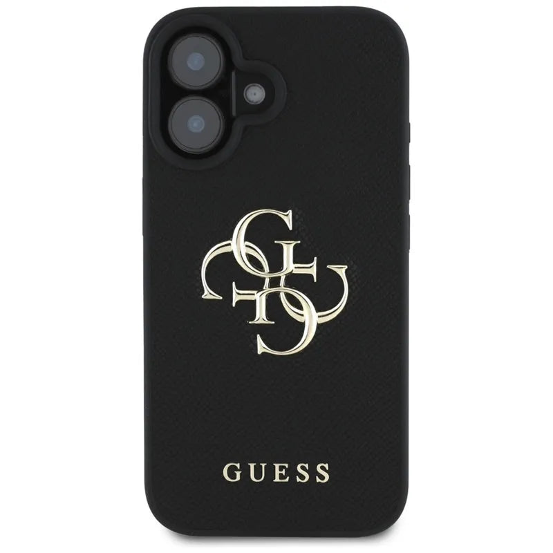 Guess Grained Big 4G Logo Small Classic Logo – dėklas iPhone 16 (juodas)