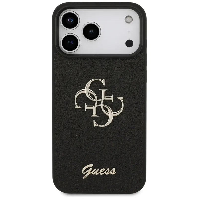Guess Fixed Glitter Big 4G - Dėklas skirtas iPhone 17 Pro Max (juodas)