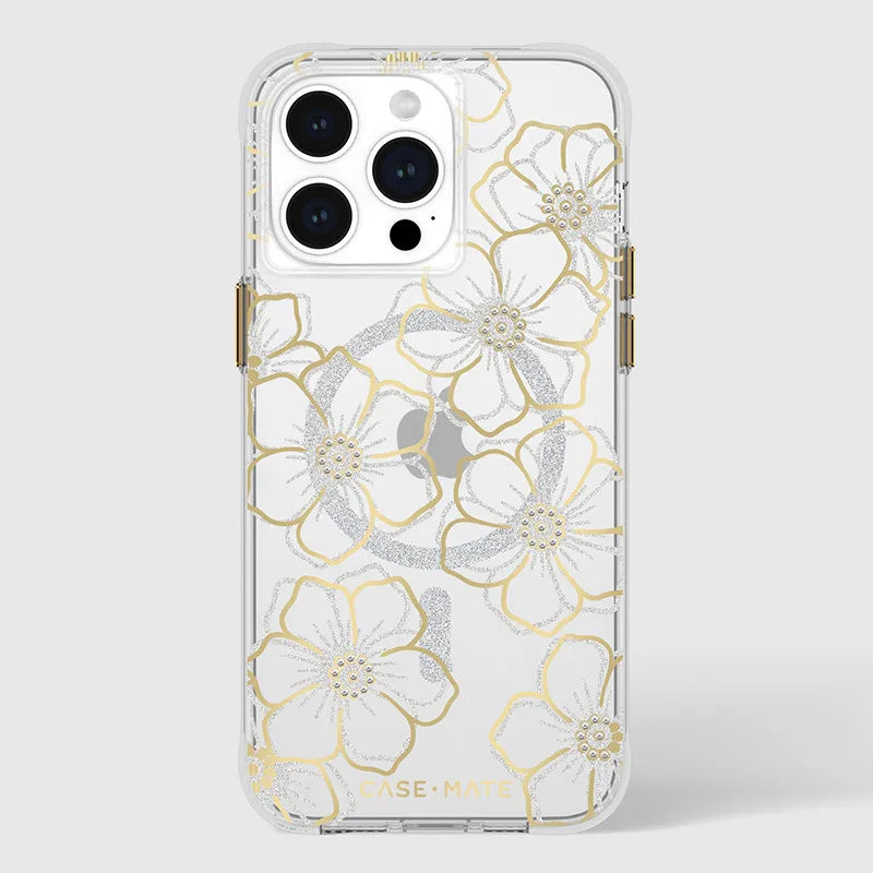 Case-Mate Floral Gems MagSafe – dėklas, skirtas iPhone 15 Pro Max (auksinis)