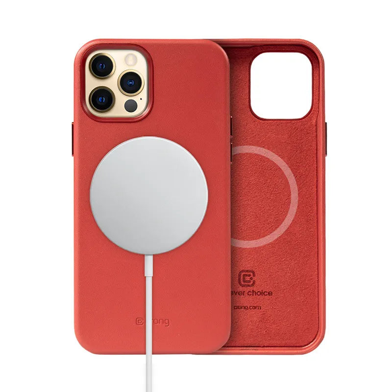 Crong Essential Cover Magnetic – „iPhone 12 Pro Max“ „MagSafe“ odinis dėklas (raudonas)