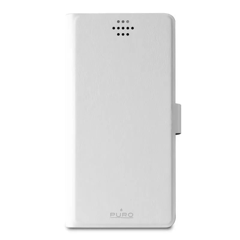 PURO Uniwallet Bi-Color – universalus 360° pasukamas dėklas su kortelių skyreliais, dydis XXL (baltas)