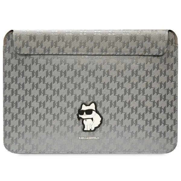 Karl Lagerfeld NFT Saffiano Monogram Ikonik Choupette dėklas – 14" nešiojamojo kompiuterio krepšys (sidabrinis)