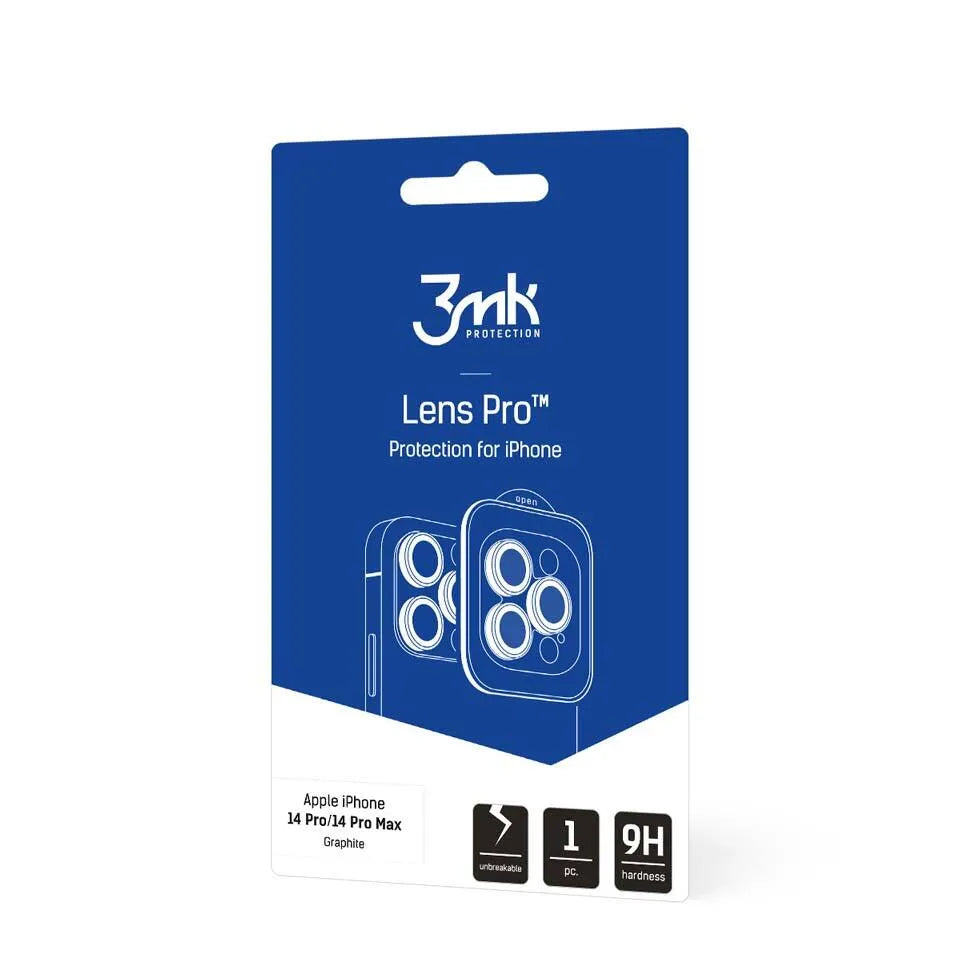 3mk Lens Protection Pro – kameros objektyvo stiklas iPhone 14 Pro / 14 Pro Max (grafito spalvos)