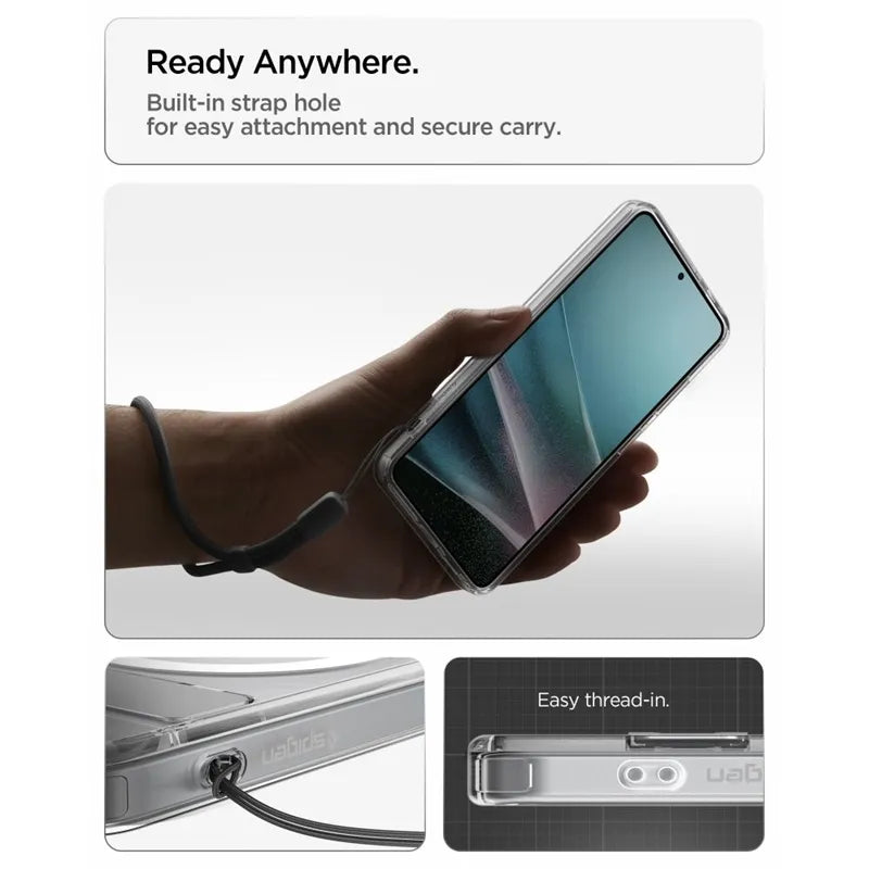 Spigen Ultra Hybrid S Mag MagSafe – dėklas Samsung Galaxy S26+ (skaidrus/baltas)