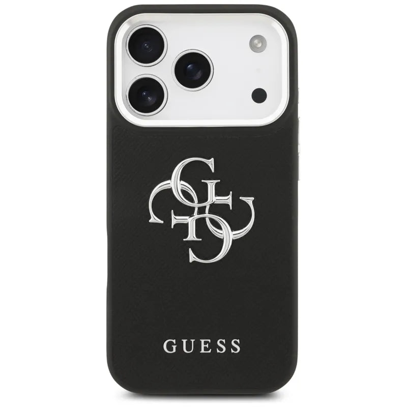 Guess Grained Big 4G Classic Logo – dėklas iPhone 17 Pro (juodas)