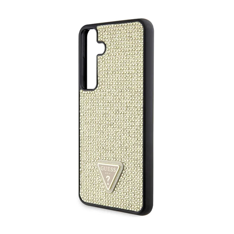 Guess Rhinestone Triangle – dėklas Samsung Galaxy S24+ (auksinis)