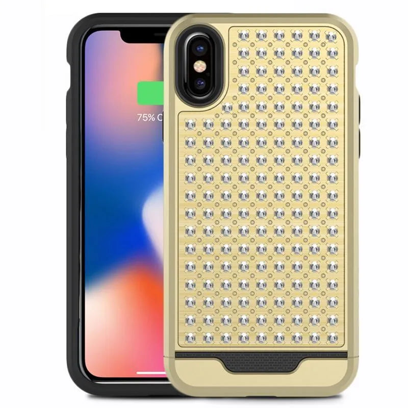 Zizo Star Diamond hibridinis dėklas, skirtas iPhone X (aukso/juoda)
