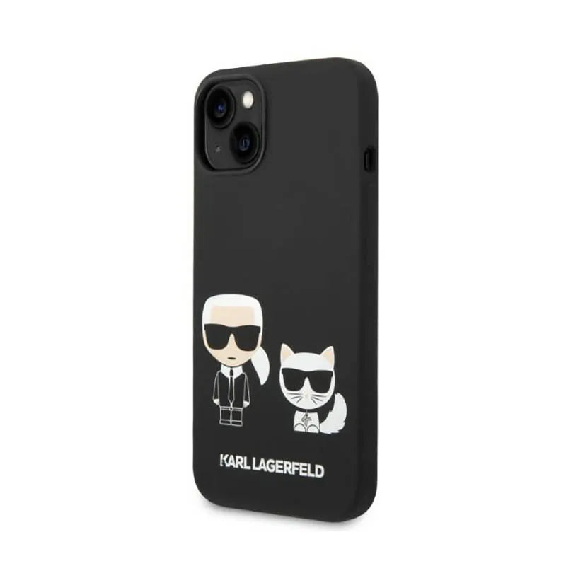 Karl Lagerfeld Liquid Silicone Karl & Choupette MagSafe – dėklas skirtas iPhone 14 Plus (juodas)