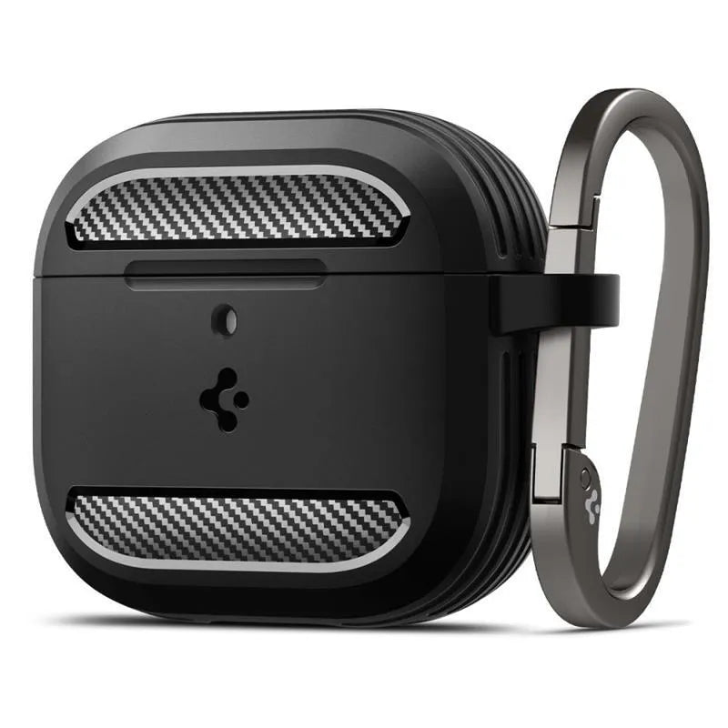 Spigen Rugged Armor - Dėklas, skirtas Apple AirPods 4 (matinis juodas)