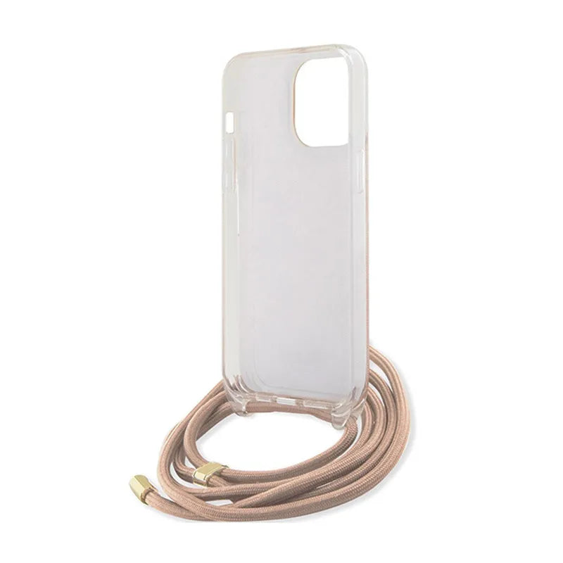 Guess Crossbody Cord 4G Print - dėklas iPhone 15 Pro (rožinis)