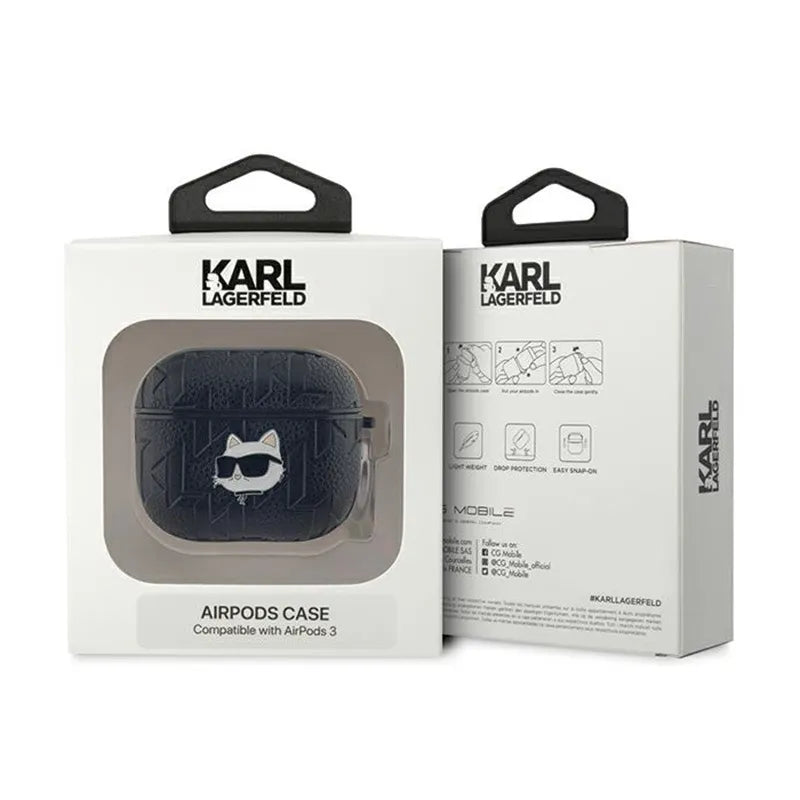 Karl Lagerfeld Monogram Choupette Head – AirPods 3 dėklas (juodas)