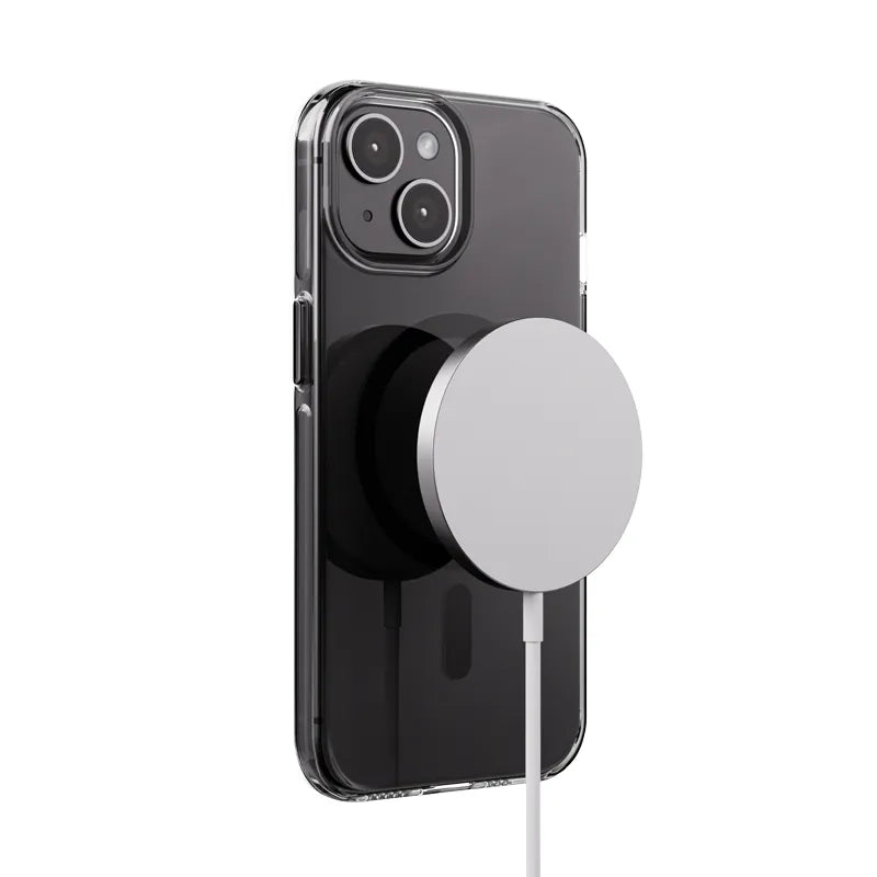 Crong Clear MAG Pro – iPhone 15 MagSafe dėklas (juodas)