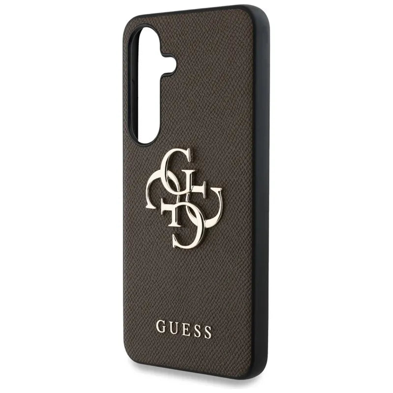 „Guess Grained Big 4G Logo Small Classic Logo“ – dėklas „Samsung Galaxy S25+“ (rudas)