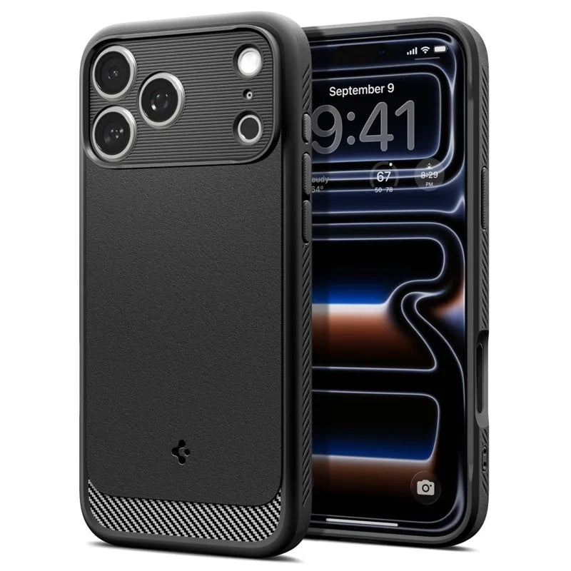 Spigen Rugged Armor Mag MagSafe – dėklas, skirtas iPhone 18 Pro Max / 17 Pro Max (matinė juoda spalva)