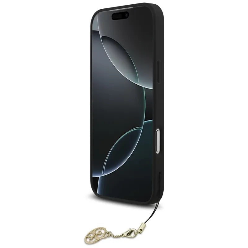 Guess 4G Charms Collection MagSafe – dėklas iPhone 17 Pro Max (juodas)