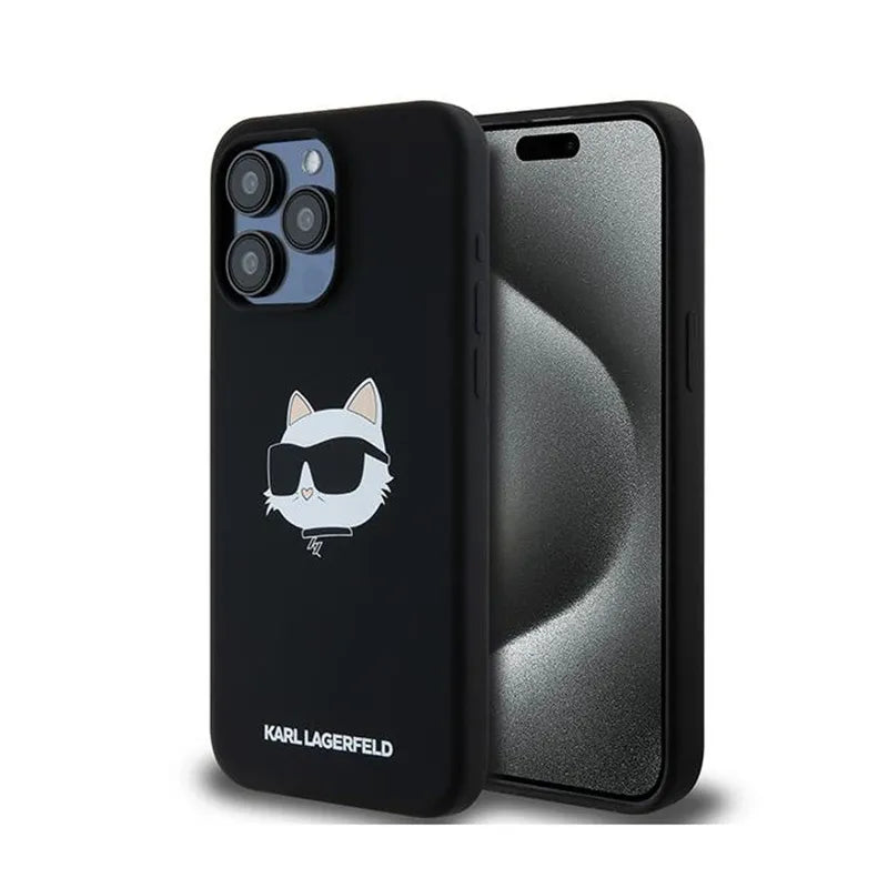 Karl Lagerfeld Silicone Choupette Head MagSafe – iPhone 15 Pro Max dėklas (juodas)