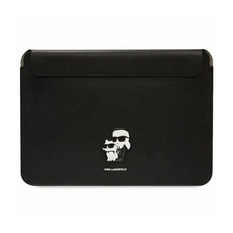 Karl Lagerfeld NFT Saffiano Karl & Choupette dėklas – 14" nešiojamojo kompiuterio krepšys (juodas)