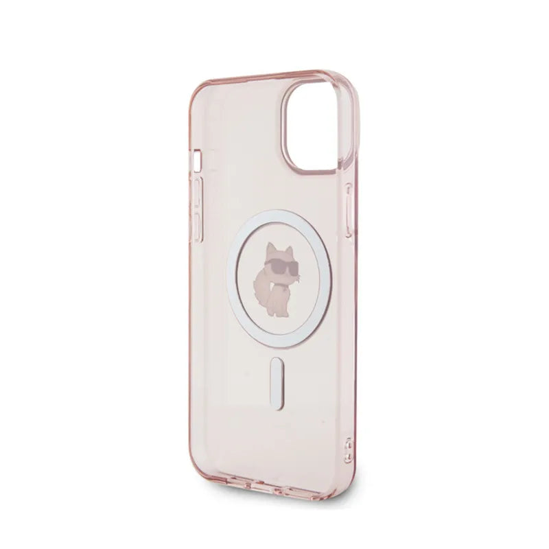 Karl Lagerfeld IML Choupette MagSafe – dėklas iPhone 15 Plus (rožinis)