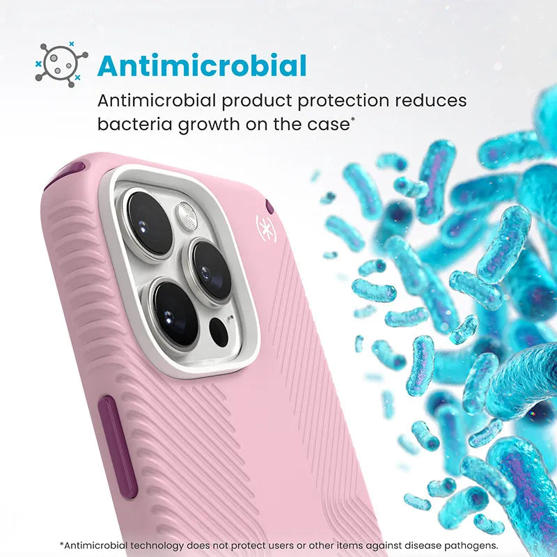 Speck Presidio2 Grip ClickLock & MagSafe – dėklas iPhone 16 Pro Max (Wednesday Pink / Boysenberry Purple / White)