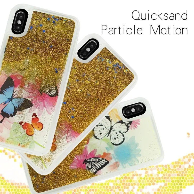 Zizo Liquid Glitter Star dėklas, skirtas iPhone X (drugeliai)
