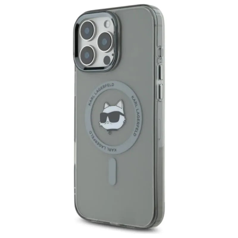 Karl Lagerfeld IML Metal Choupette Head MagSafe – dėklas iPhone 16 Pro (juodas)