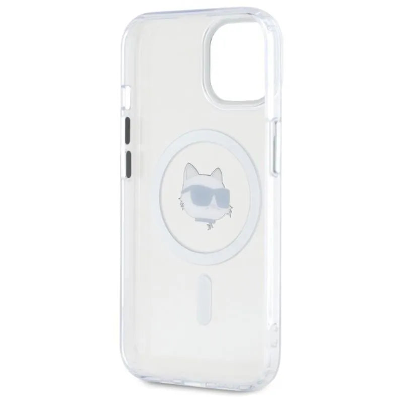 Karl Lagerfeld IML Metal Choupette Head MagSafe – dėklas iPhone 15 (baltas)