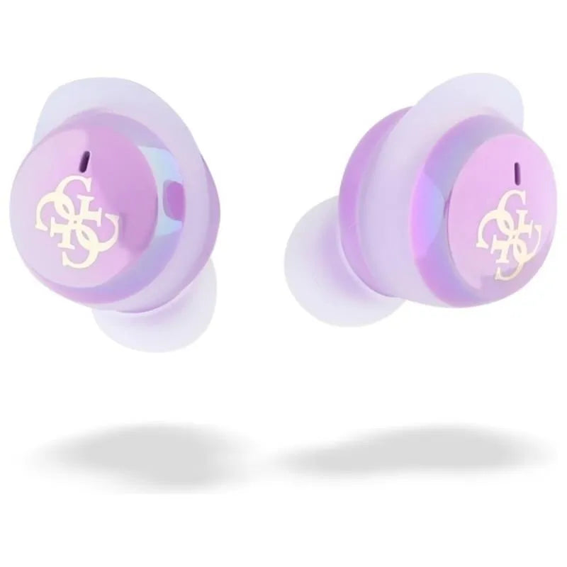 Guess 4G Printed Logo – „Bluetooth TWS“ ausinės + įkrovimo dėklas (violetinės)