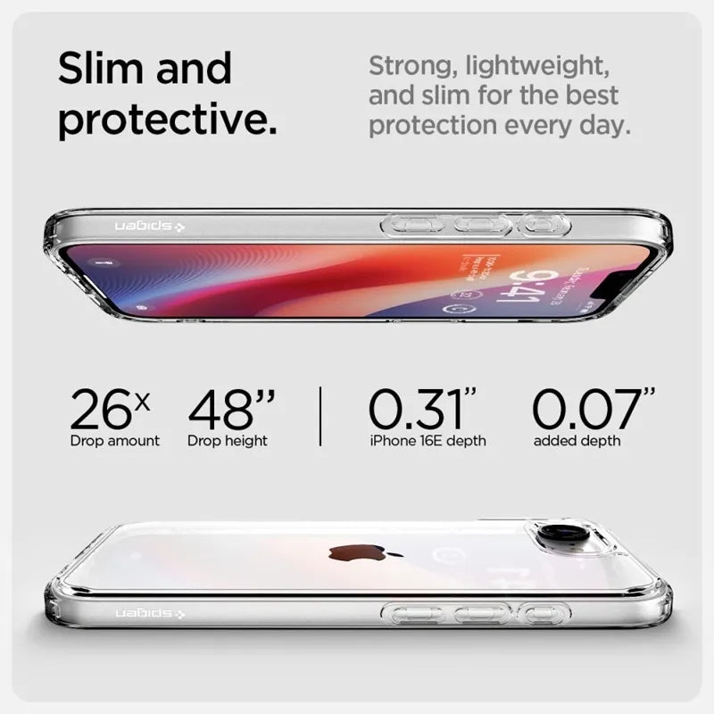 Spigen Ultra Hybrid – dėklas iPhone 17e / 16e (skaidrus)
